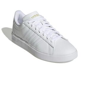 adidas White Grand Court 2.0 Sneakers with Gold Accent